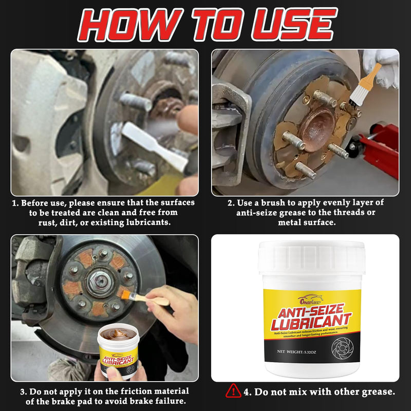 Onarieer Anti Seize Lubricant, Brake Grease Copper Anti Seize Thread Lubricant with Brush, Anti Seize Grease Prevent Seizing, Galling, Corrosion, Extend Component Lifespan Automotive