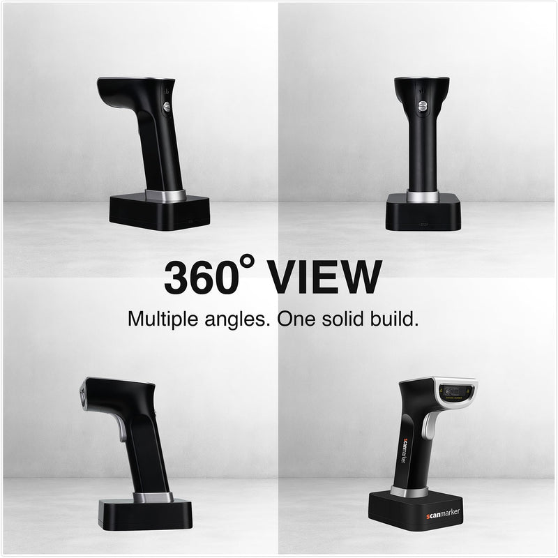 Scanmarker 1D/2D Wireless Barcode Scanner – Boost Speed & Accuracy with Bluetooth & 2.4G Modes – Handheld QR Code Scanner with Charging Stand for Easy scanning on Laptop, iOS & Android