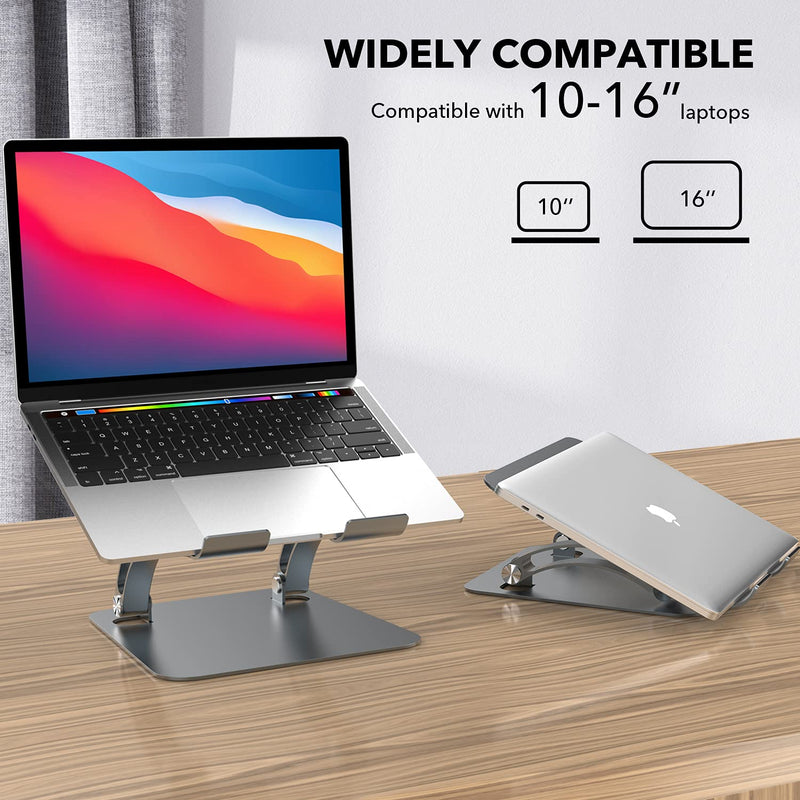 Laptop Stand, Computer Stand for Desk, Ergonomic Aluminum Laptop Holder Compatible with MacBook, Air, Pro, Dell XPS, Samsung, All Laptops 11-16" -Space Grey
