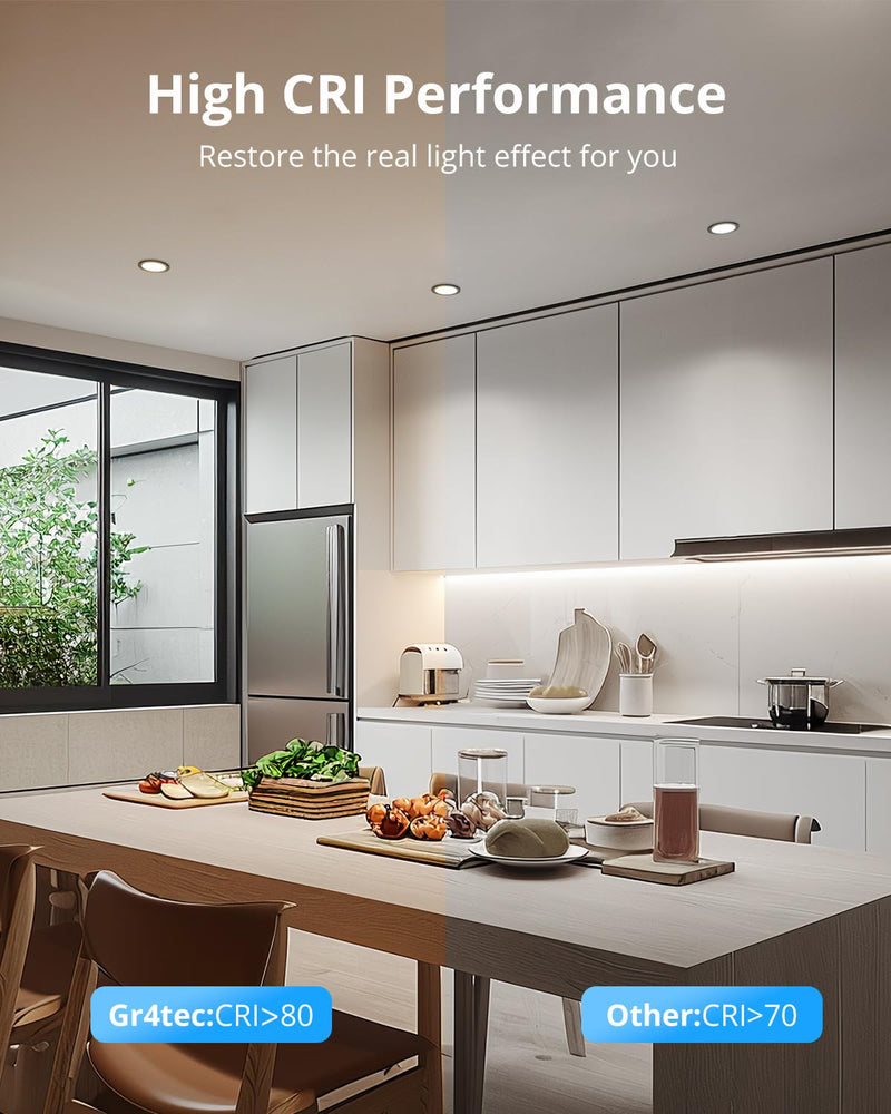 Gr4tec LED recessed spotlight 230V black, 10x 5W LED spots flat 35mm, ceiling spots bathroom IP65 neutral white 4000K 400LM, recessed ceiling lights 68-80mm, recessed ceiling spotlights for kitchen living room neutral white 4000k / black