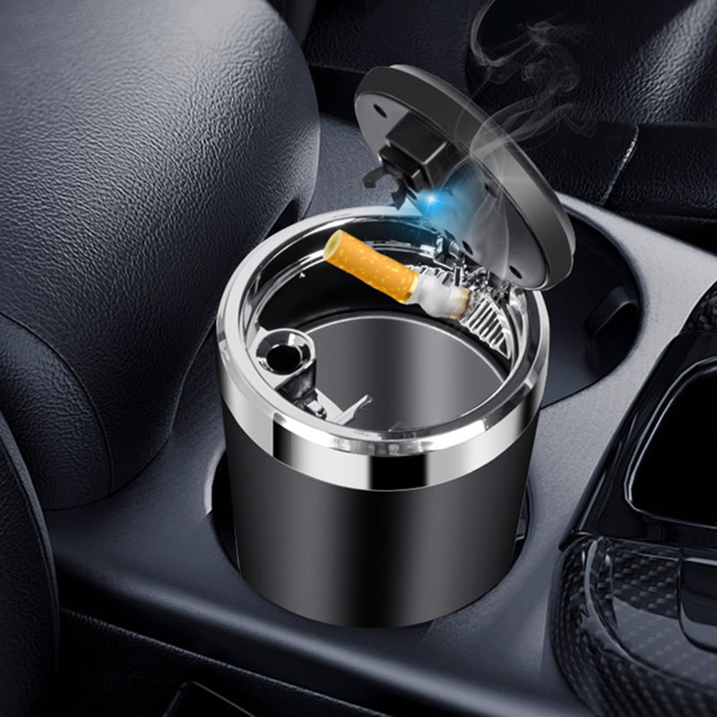 Car Ashtray, Car Ashtray with lid, Car Ash Tray with LED, Mini Trash Can for Car, Detachable Stainless Steel Ash Tray (Red) Red