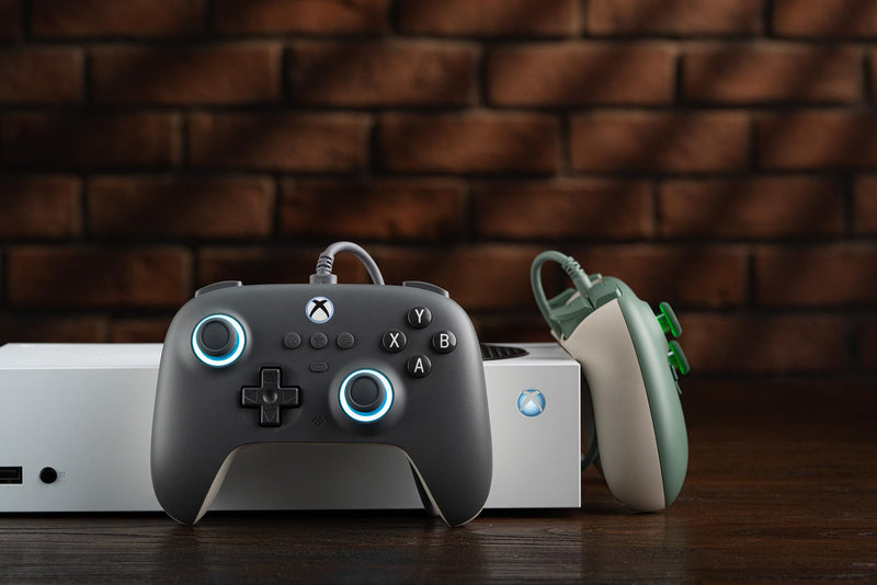 8BitDo Ultimate C Wired Controller for Xbox with Hall Effect Joysticks and Hall Triggers, RGB Lighting Fire Ring, Compatible with Xbox Series X|S, Xbox One, Windows 10/11 - Officially Licensed (Dark Gray) Dark Gray