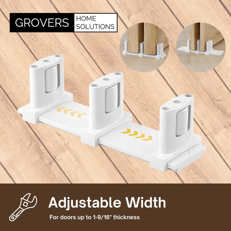3-Pack Sliding Closet Door Floor Roller Guide - Adjustable Width 3-Roller Design - Easy Install! (White) | Grovers Home Solutions White
