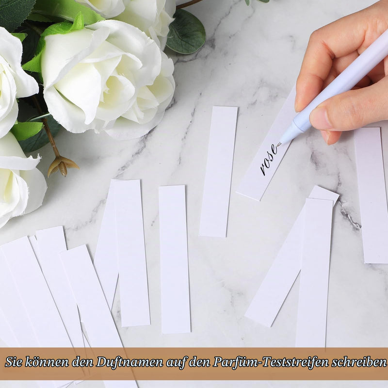 Bewudy Pack of 200 Test Paper Perfume Test Strips, Disposable Perfume Tester Strips, Fragrance Tester Paper, Rectangular Aromatherapy Fragrance Tester Paper for Testing Fragrances, Essential Oils (9 x 1.5 cm) 9 x 1,5 cm