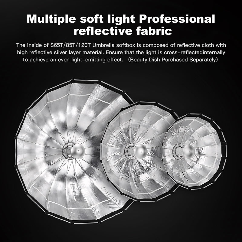 Godox S65T 25.6" 65cm Umbrella Softbox Bowens Mount Quick Release Small Softbox with Diffuser for Photography Shooting Continuous Light Strobe Flash 25.6"