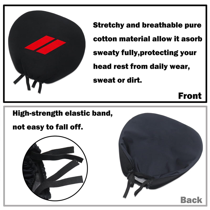 YOSRTER Headrest Covers for Dodge Charger Challenger Durango Accessories Soft Black Fabric Head Rest Cover Universal Fit to All Car/Truck Models 2 Pack（Red Trim） Red Trim