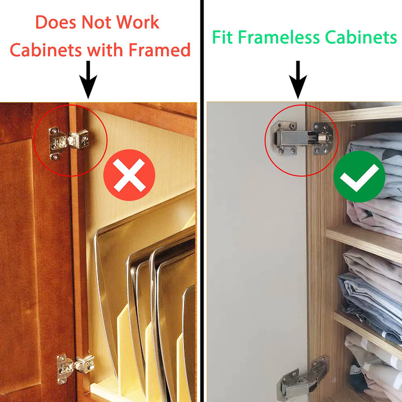 10-Pack Hidden Hinges for Cabinet Doors Frameless Cabinet Hinges Concealed Surface Mount Cabinet Hinges 10 Pack