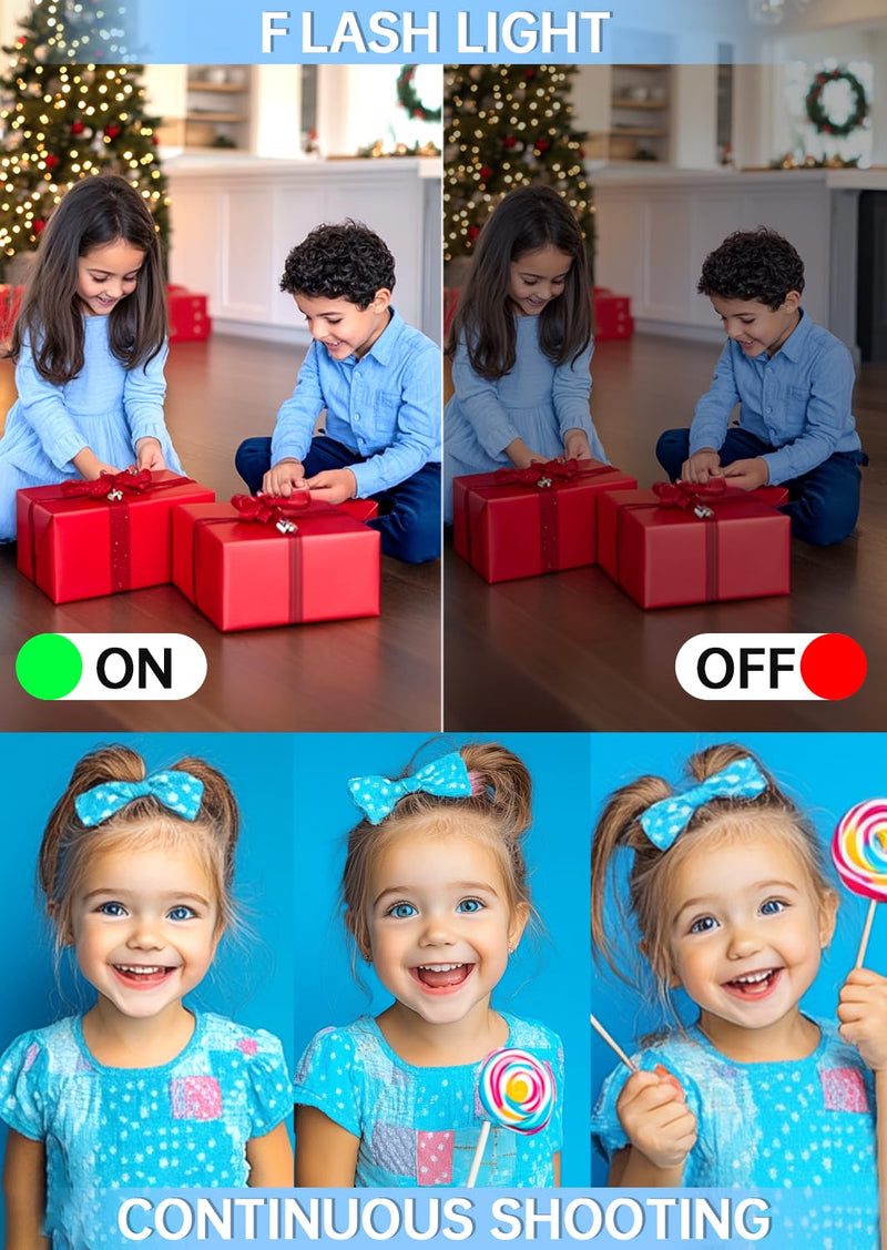 Digital Camera, 4K 64MP UHD Dual Screens Camera, 18X Zoom, Portable Small Point and Shoot Digital Cameras with 64GB TF Card, 2 Rechargeable Batteries for Kids, Teens, Adult, Selfies, Gifts- Black