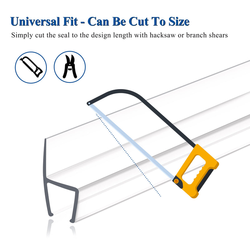 Frameless Shower Door Seal Strip 2 Pack x 78 Inch H for 3/8" Thick Glass Shower Door Side Seal Strip Bottom Seal Door Sweep, Ultra Clear Polycarbonate Stop Shower Leaks Create A Water Barrier 2PCS x 78" for 3/8" H (For Side & Bottom)