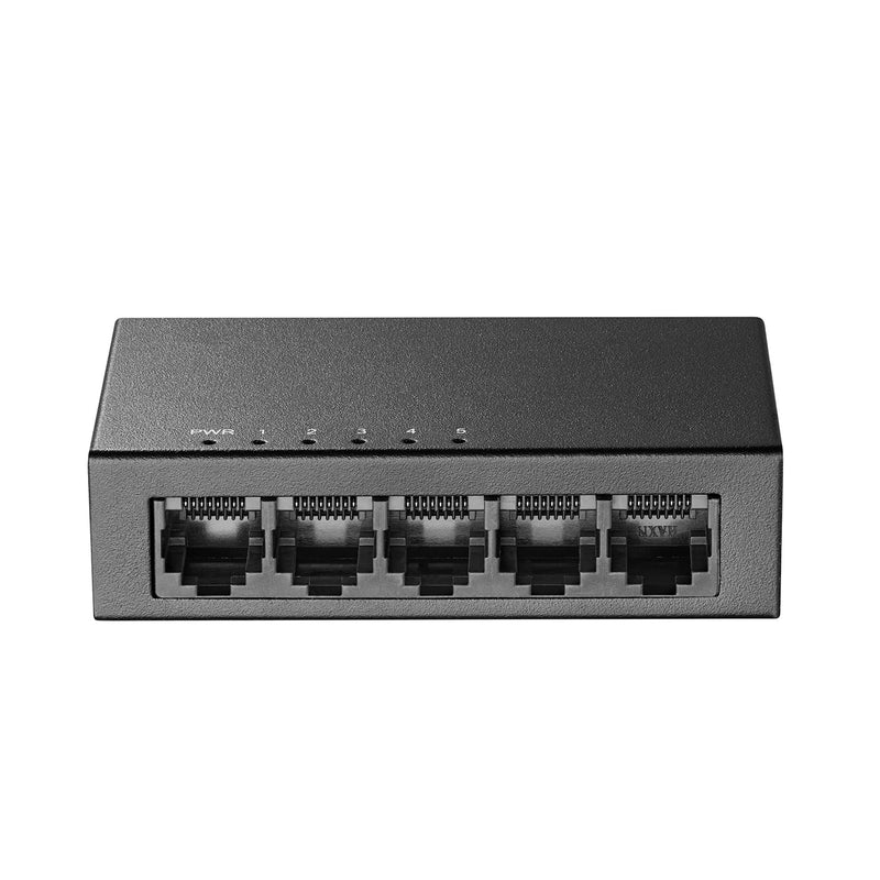 MokerLink 5 Port Gigabit Unmanaged Ethernet Switch, 4 x 100/1000Mbps Ports and 1 Gigabit Uplink, Home Office Network Hub Splitter, Metal Desktop & Wall Mount Network Switch 5x1G