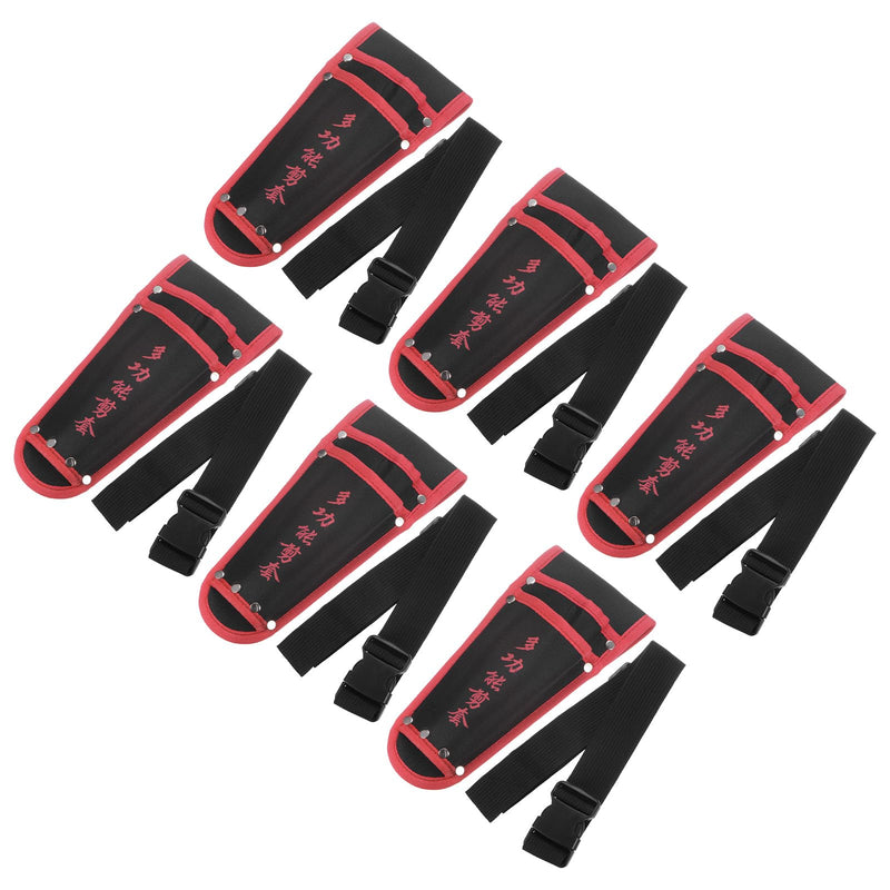 6-Pack Garden Pruner Sheath, Portable Non-Slip Canvas Pruning Shears Sheath Plier Holder W Belt, Garden Scissors Case for Hand Pruner/Garden Shears/Clippers [Red-Black] 6
