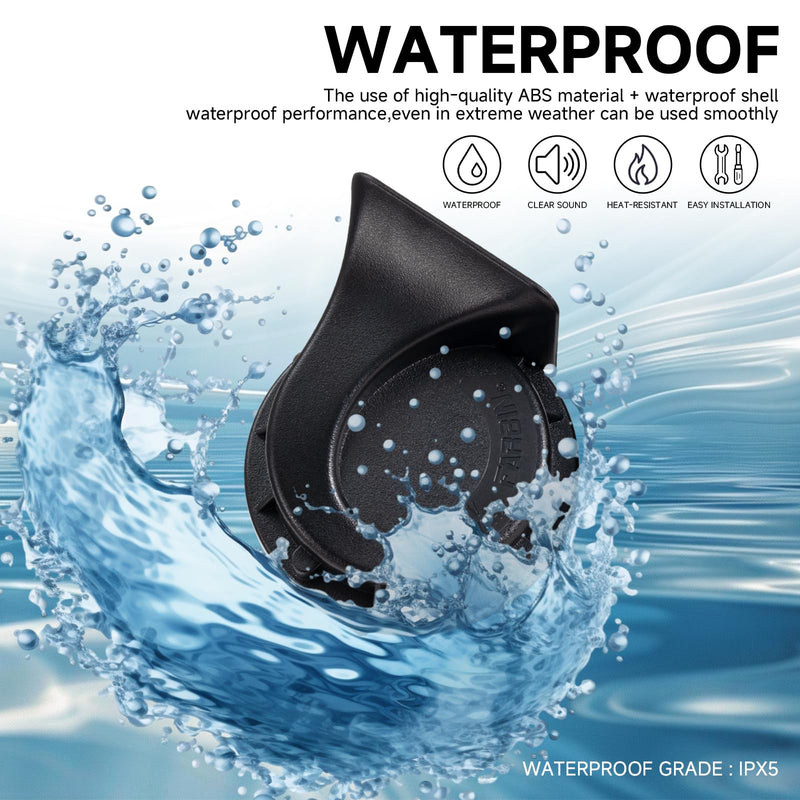 FARBIN Compact Horn 12V Car Horn Loud Low-Tone 410HZ Waterproof Auto Horn Electric Snail Horn Universal for Any 12V Vehicles (Single low pitched snail horn, 12v) Single low pitched snail horn