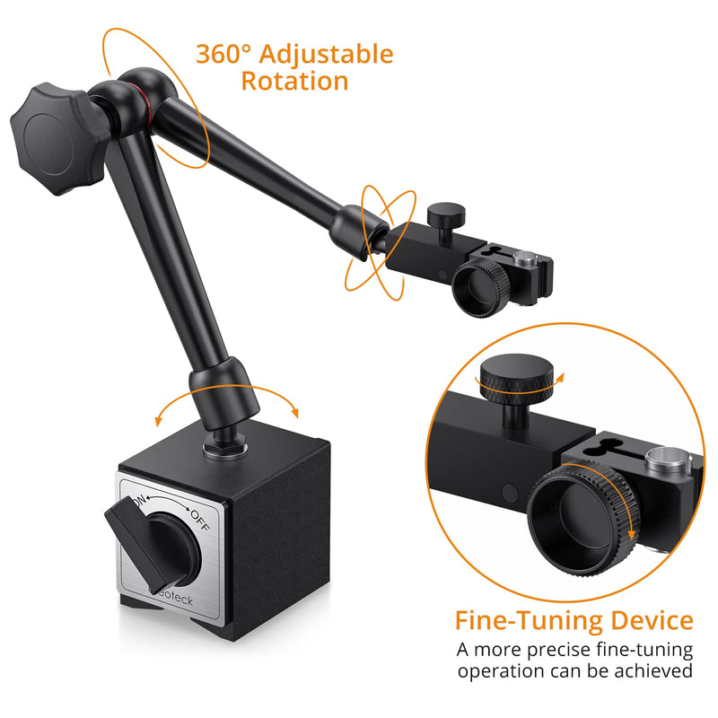 Neoteck Magnetic Tripod Measuring Stand for Dial Indicator with Central Clamping Magnetic Dial Indicator Base Made of Steel Stand Holder Measuring Tripod (80kg Max. Tensile Force)