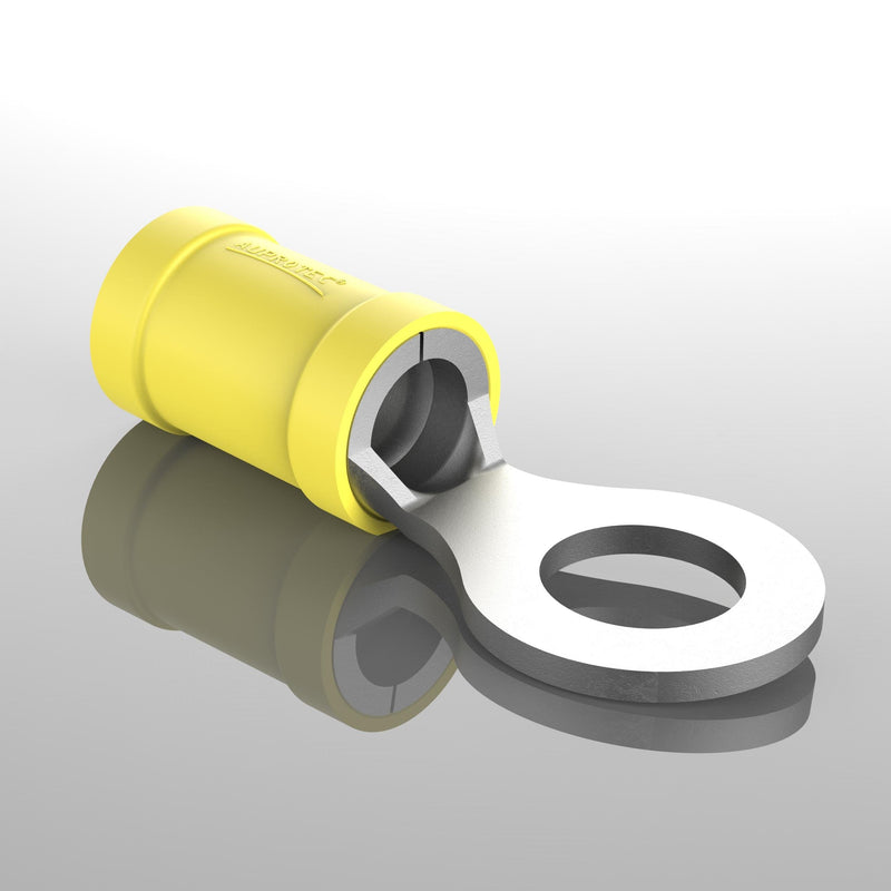 Auprotec Ring Terminals, 0.5 - 6.0 mm² Hole Diameter, M3 - M12 Partially Insulated PVC Crimp Cable Connector Made of Tin-Plated Copper