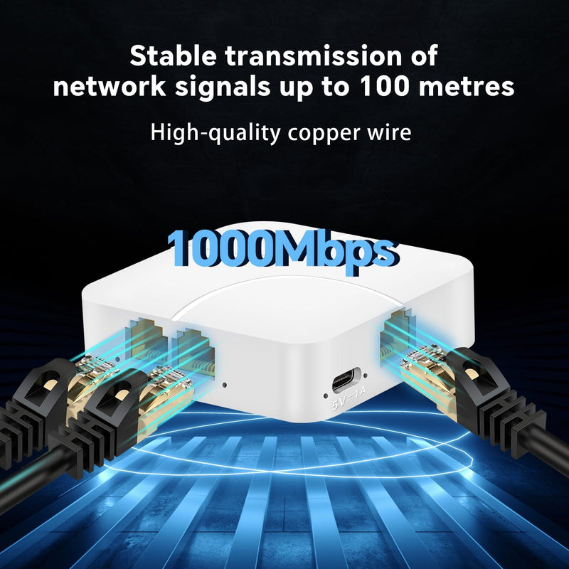 Ethernet Splitter 1 to 4, 1000Mbps High Speed Ethernet Cable Splitter, Network Splitter [4 Devices Simultaneous Networking], Gigabit RJ45 LAN Network Extension for Cat8/7/6/5e/5 Cable