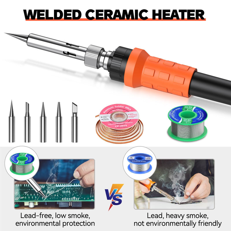 Soldering station, Preciva soldering iron set 60W soldering station 90~480°C soldering iron set with 2 attachable helping hands