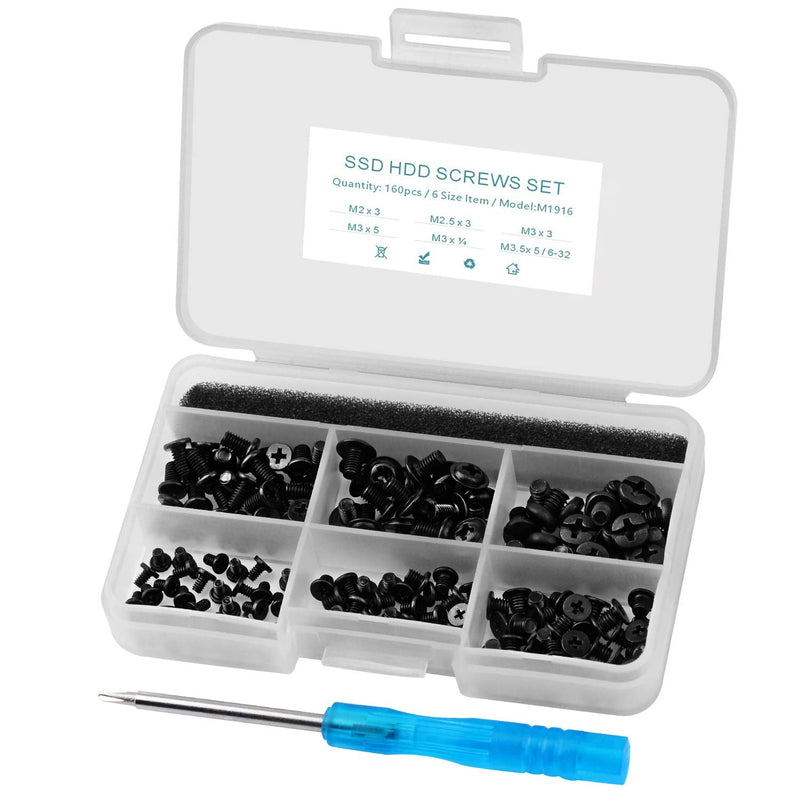 160Pcs Laptop Notebook SSD HDD Screws Kit for Lenovo Toshiba Gateway Samsung HP IBM Dell Sony Acer Asus SSD Hard Disk SATA