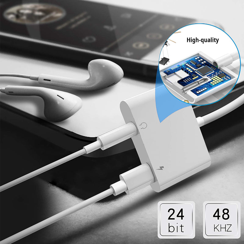 [Apple MFi Certified] 2 Pack Lightning to 3.5mm Headphone Jack Adapter, 2 in 1 Headphone Adapter Aux Audio and Charger Adapter Dongle Cable Splitter Compatible with iPhone14/13/12/11/XS/XR