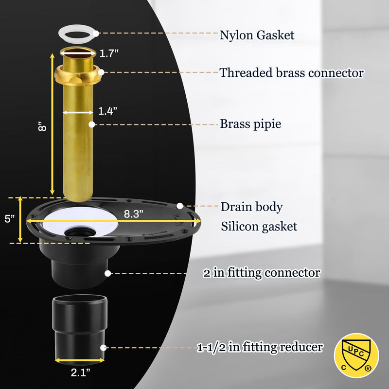 Freestanding Bathtub Drain Rough-in Kit, Freestanding Tub Drain Kit for Freestanding Bathtu, with ABS Pipe and Brass Pipe, with CUPC Certification