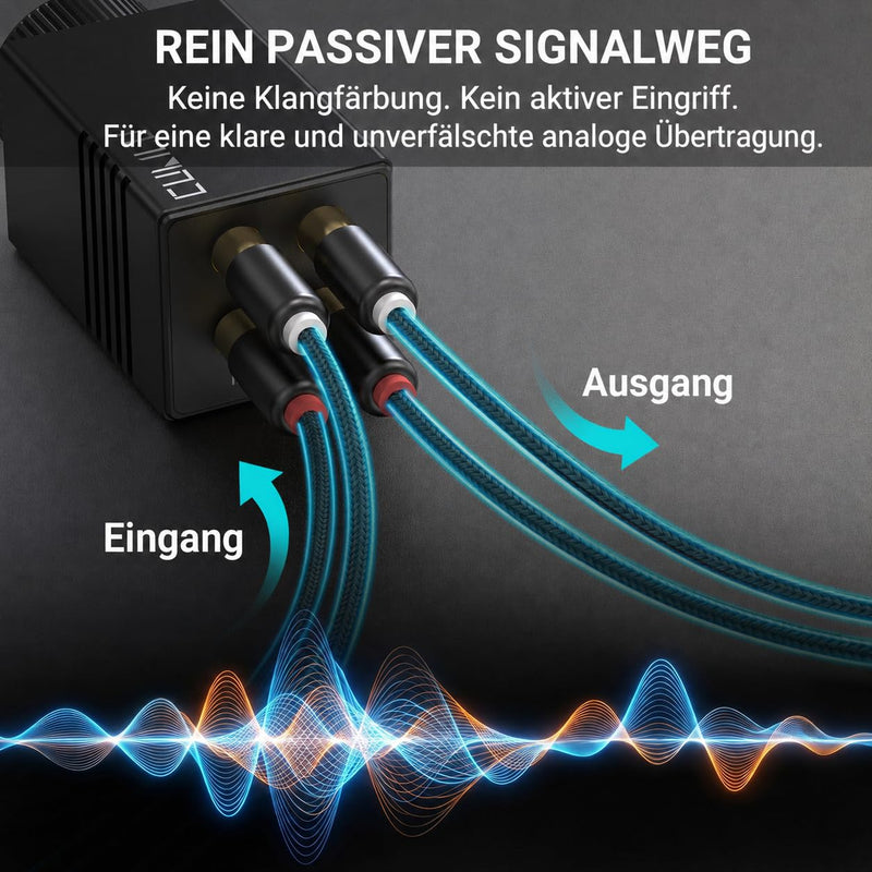 Cubilux High Precision RCA Volume Control, Passive In-Line RCA Bass Control, Desktop Preamp Audio Control for Active Speakers, Active Subwoofers and Studio Monitors
