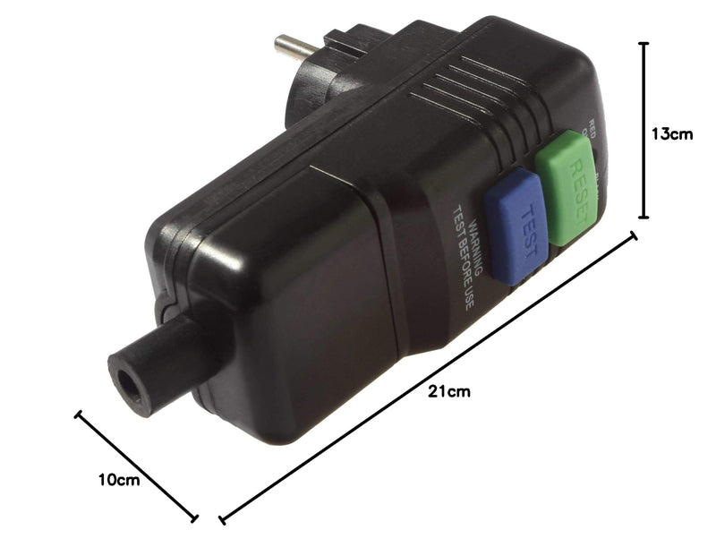 as - Schwabe 45209 Schuko Safety Plug 30 mA / 230 V / 16 A Suitable for Outdoor Use – for Fixed Connection to the Supply Cable – with Function Indicator and Test Circuit – IP44