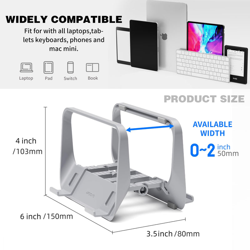 Mac Mini Stand, ABS Vertical Holder - Universal Fit for Mac Mini 2010-2024 M1 M2 M4 Pro, Compatible with Laptop & Mini PC (Gray) Gray
