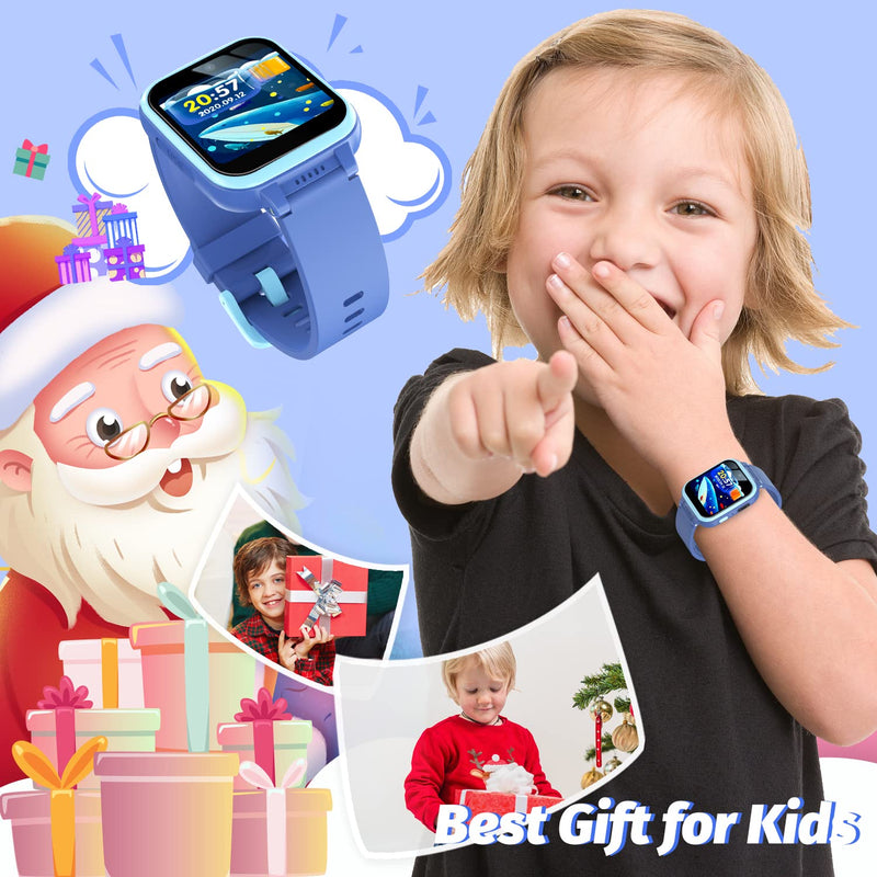 Kids Smart Watch with Puzzle Games HD Touch Screen Camera Video Music Player Pedometer Alarm Clock Flashlight Fashion Kids Smartwatch Gift for 6-13 Year Old Boys Girls Toys Blue