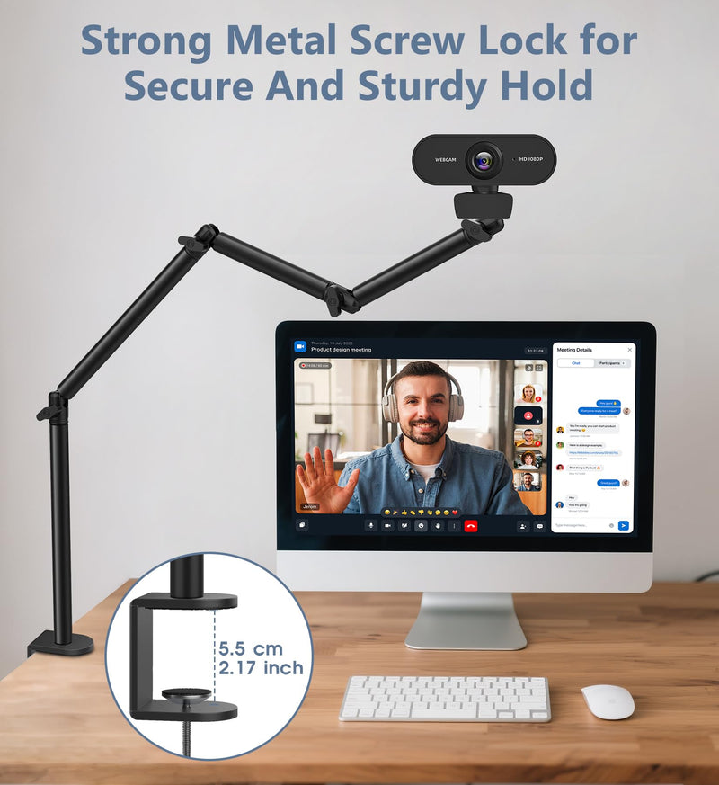 Overhead Camera Mount Desk Stand, Flexible Overhead Camera Mount with 3/8'' 5/8'' Screw, C Clamp Tabletop Stand for Podcasting/Ring Light/Blue Yeti Nano/Webcam/Photography Live Stream Auxiliary Stand