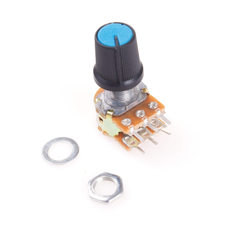 WH148 B10K Dual Stereo 6-Pin Potentiometer with Nuts and Discs Pack of 10