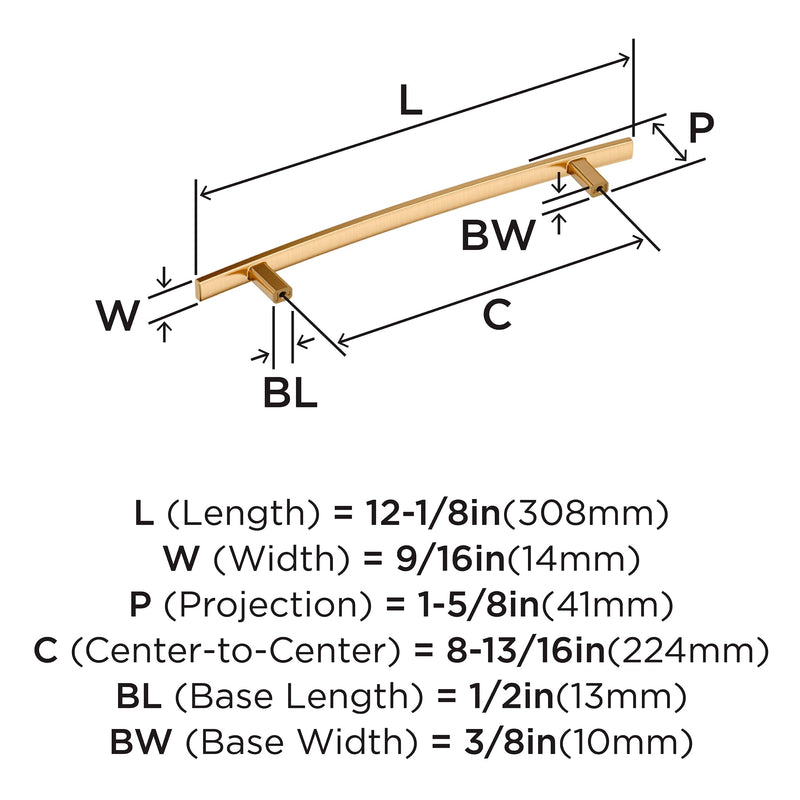 Amerock Cyprus 8-13/16 inch (224 mm) Center-to-Center Champagne Bronze Cabinet Pull, BP26209CZ Single