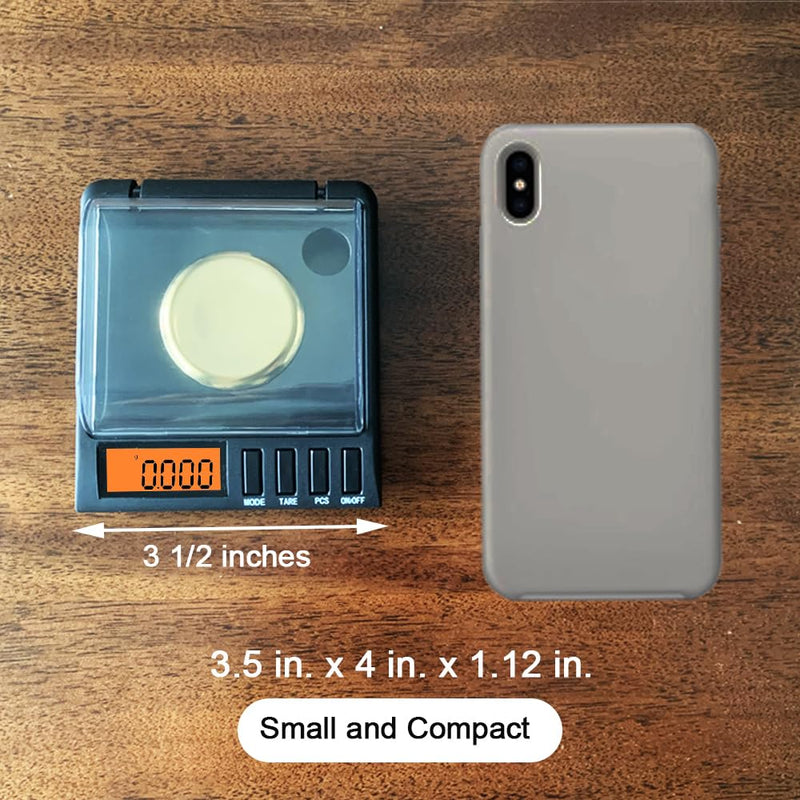 Reloading Scale with Powder Trickler, 750 Grains x 0.02 gn, Metal Powder Pan and Handy Scoop, Milligram Scale for Powders, 50g x 0.001g, 6 Weighing Units Black