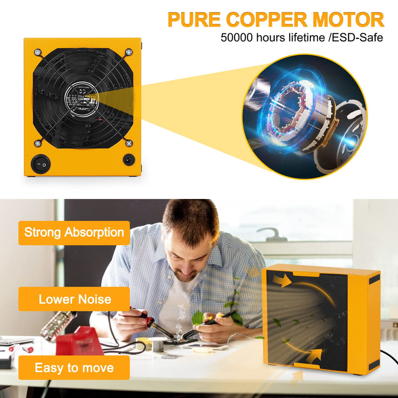 Solder Fume Extractor Smoke Absorber Remover Smoke Prevention Absorber Smoke Fan 12V Soldering Fan DIY Working Fan Fume Extractor for Soldering Station Stained Glass Laser Cutter Repairing DIY Hobby 6.3"*5.3"*1.96"
