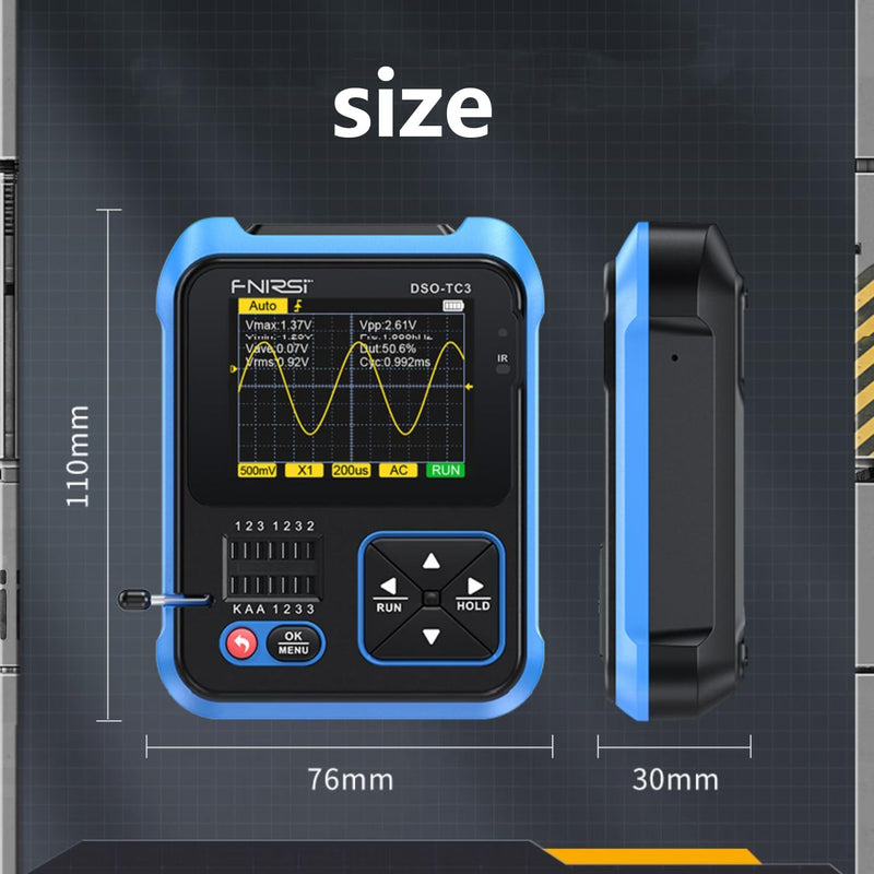 WANGCL TC3 - 3 in 1 Portable Oscilloscope ESR Tester 2.4" TFT Display 1500mA Mini Digital Oscilloscope 200kHz Bandwidth and 2.5MS/s Sampling Rate