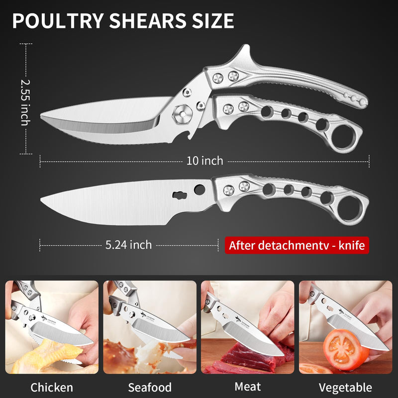 MAD SHARK Heavy Duty Poultry Shears, Kitchen Shears with Safety Lock, Meat Cutting, All Purpose Kitchen Scissors for Chicken, Turkey, Vegetable, Fish, Dishwasher Safe American