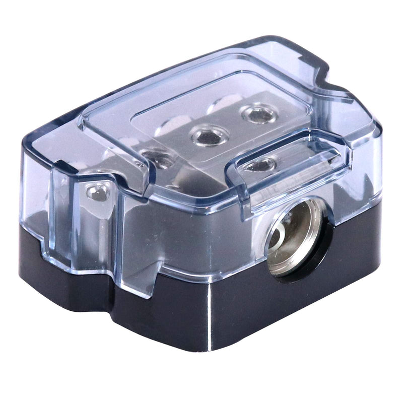 4 Way Power Distribution Block, 0/2/4 AWG Gauge in, 4/8/10 Gauge Out, Car Audio Stereo Amp Ground Distributor Connecting Block for Car Audio Amplifier Splitter (1 in 4 Out) 4 Way