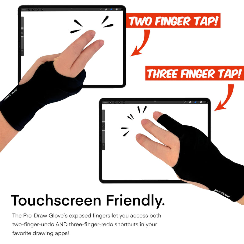 Artist Glove for iPad, Drawing Tablet, Sketching // Two & Three Finger Tap // Right or Left Hand Small/Medium