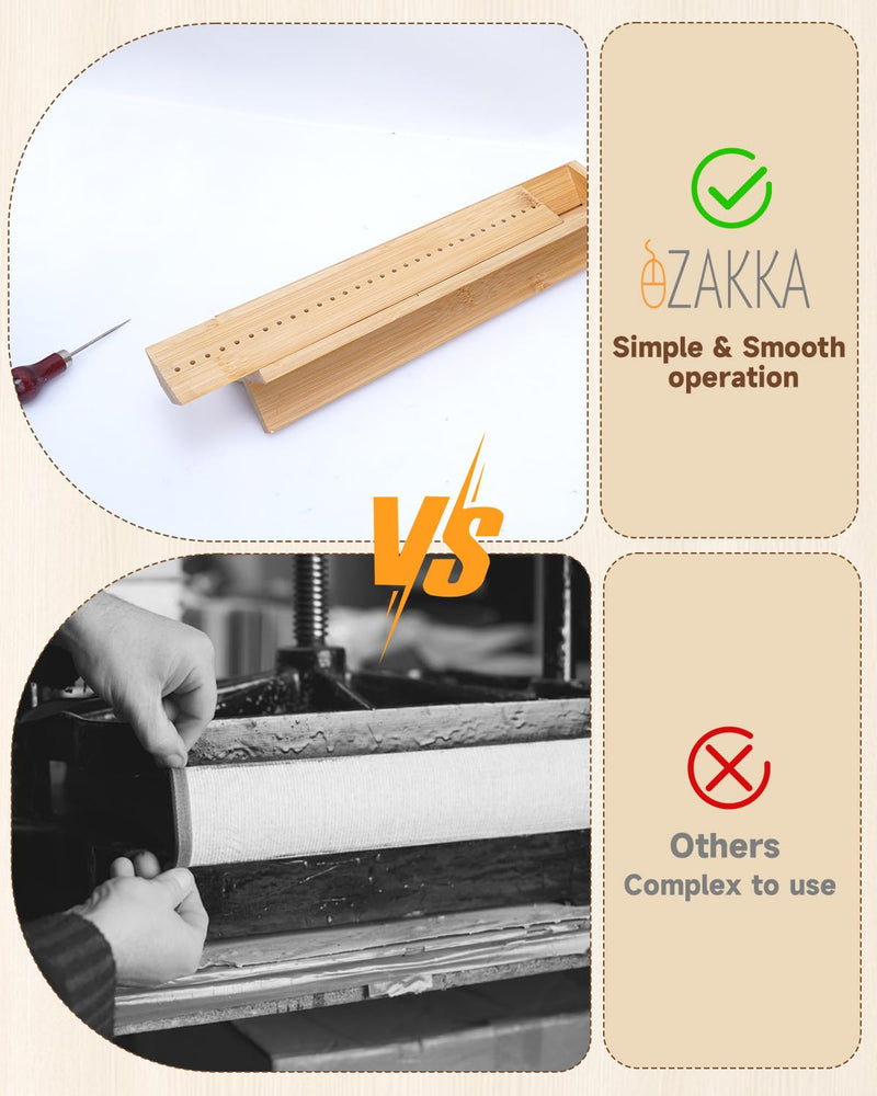 eZAKKA Book Binding Kits with Waxed Thread, Needle,Binder Paper Clips, Awl and Cradle for DIY Bookbinding Crafts and Sewing Supplies, 1+14PCS Book Binding Cradle, 1+14PCS