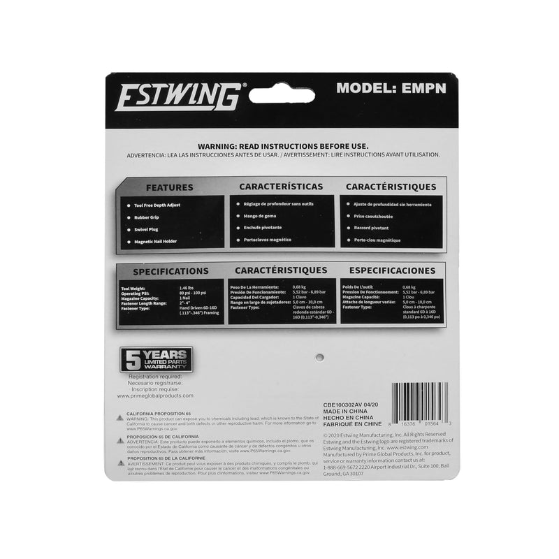 Estwing EMPN Pneumatic Mini Palm Nailer with Magnetic Tip (Pack of 1)