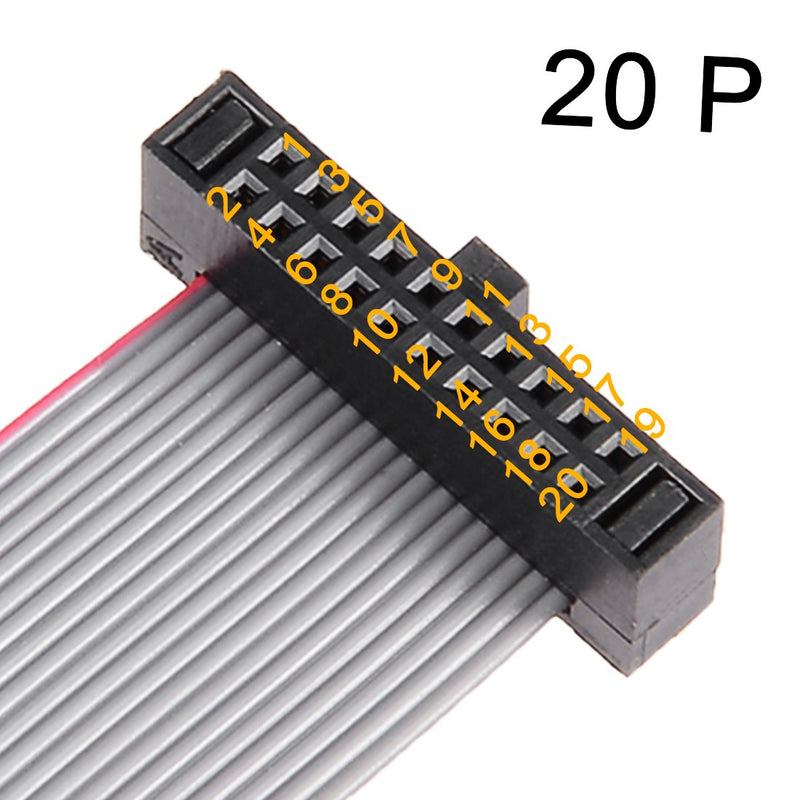 uxcell IDC 20 Pins Connector Flat Ribbon Cable Female Connector Length 20cm 1.27mm Pitch,2pcs
