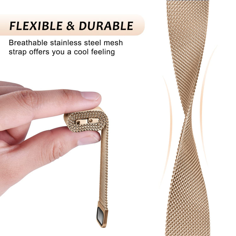 18mm Metal Mesh watch band Compatible with Garmin Venu 2s/ Venu 3S/Vivoactive 4s/Vivomove 3S/forernnner 255s bands, Quick Release Replacement Strap for Garmin Forerunner 255S/ 265S Women Men 18mm Rose_Gold