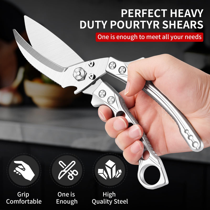MAD SHARK Heavy Duty Poultry Shears, Kitchen Shears with Safety Lock, Meat Cutting, All Purpose Kitchen Scissors for Chicken, Turkey, Vegetable, Fish, Dishwasher Safe American