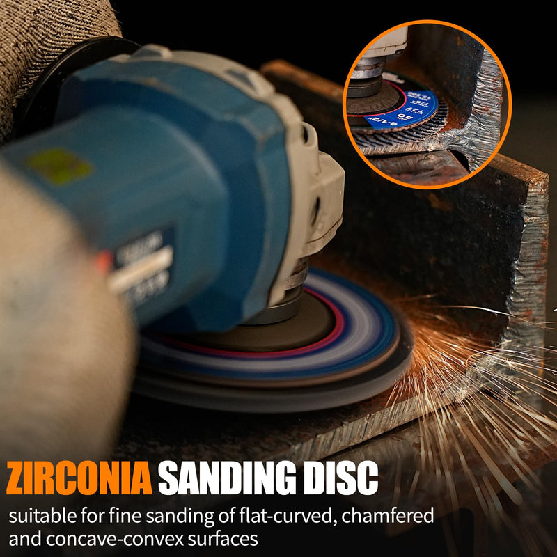 Pack of 10 Flap Discs Diameter 115 mm x 22 mm Grain 120 Sanding Discs T27 Lamellar Discs for Angle Grinder Polishing Machine | Aluminum oxide, grinding disc, metal stainless steel, flap disc pack of 10, grain 120