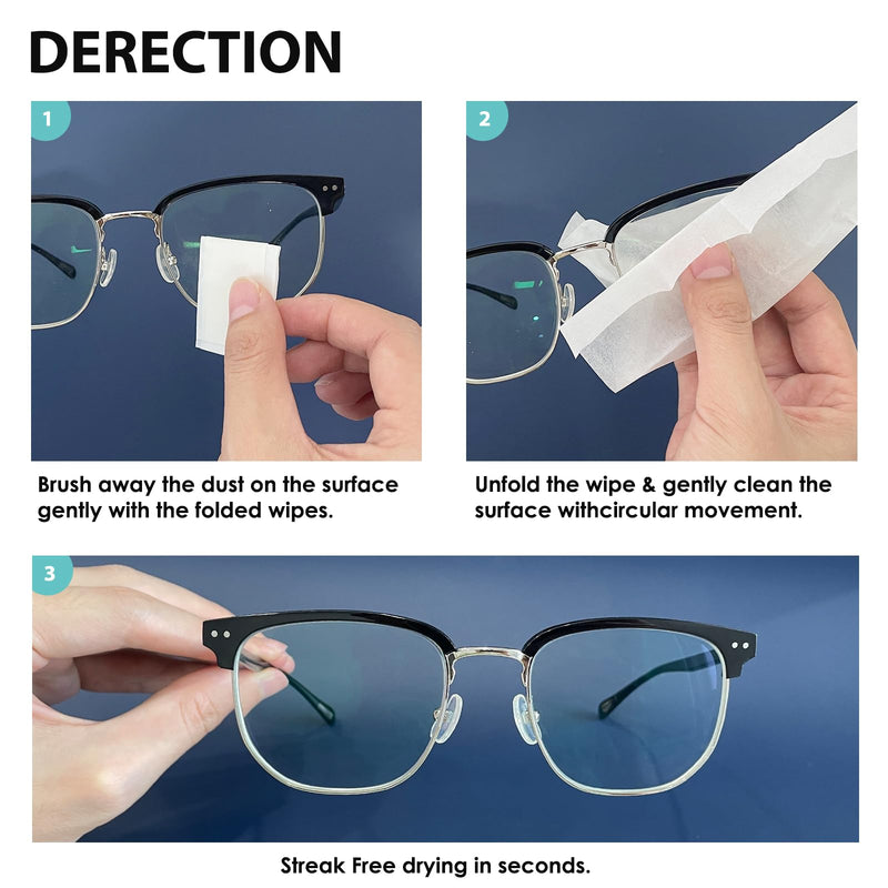 200 Count Lens Wipes for Eyeglasses, Eyeglass Lens Cleaning Wipes Pre-moistened Individually Wrapped Sracth-Free Streak-Free Eye Glasses Cleaner Wipes for Sunglass, Camera Lens, Goggles 200 Count