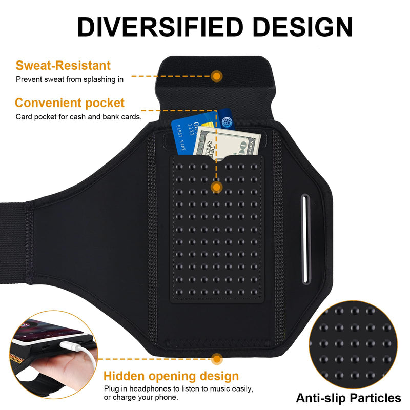 Running Phone Armband with Airpods Holder - 3D Design Cell Phone Armband for iPhone 15/14/13 Pro/Plus & Galaxy S20/S10, Water Resistant Sports Phone Holder with Key Slot - Ideal for 6.9" Phones