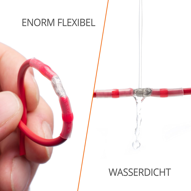 Wirefy solder connector with heat shrink tube in a set - waterproof cable connector - heat shrink tube transparent butt connector - shrink connector 0.125-6 mm² - 110 pieces 110 pieces - 0.14 - 6.0 mm²