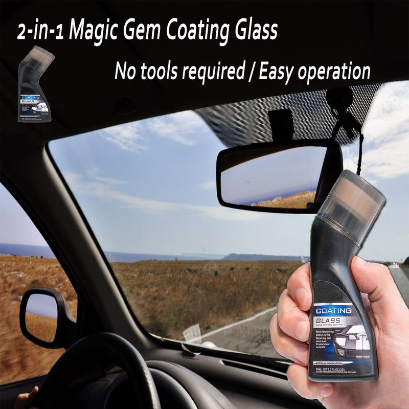 Magic Gem Coating Glass,Micro-Molecular Anti-Fog Coating Agent Wiper,Anti Fog for Car Windshield,Magic Gem Coating Glass with Applicator for Car Windshield, Windows, Mirrors, Glasses