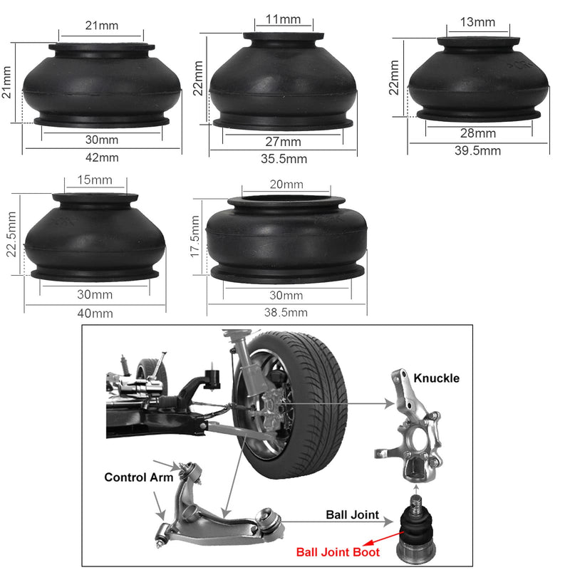 14Pcs Universal Turn To Rod Arm Ball Joint Head Dust Protection Rubber Cover Track For Car Suspension Steering Parts Accessories