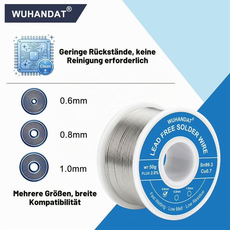 50 g Solder with Flux, Sn 99.3 Cu 0.7, Solder Wire (1.0 mm) | Lead-free solder, solder wire, electronic solder, solder wire, for repairing cables, electronic devices, etc 1.0 Mm