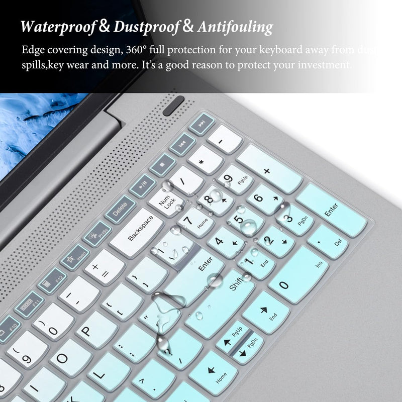 Keyboard Cover for 2024 2023 15.6" Lenovo IdeaPad 1 1i 15ijl7 15alc7 15iau7/Ideapad 3 3i/ThinkBook 15 G4 G3 G2/V15 G4 G3 G2, 16" Lenovo Yoga 7i/IdeaPad Flex 5 5i/IdeaPad Slim 5 Skin-Gradual Mint Gradual Mint
