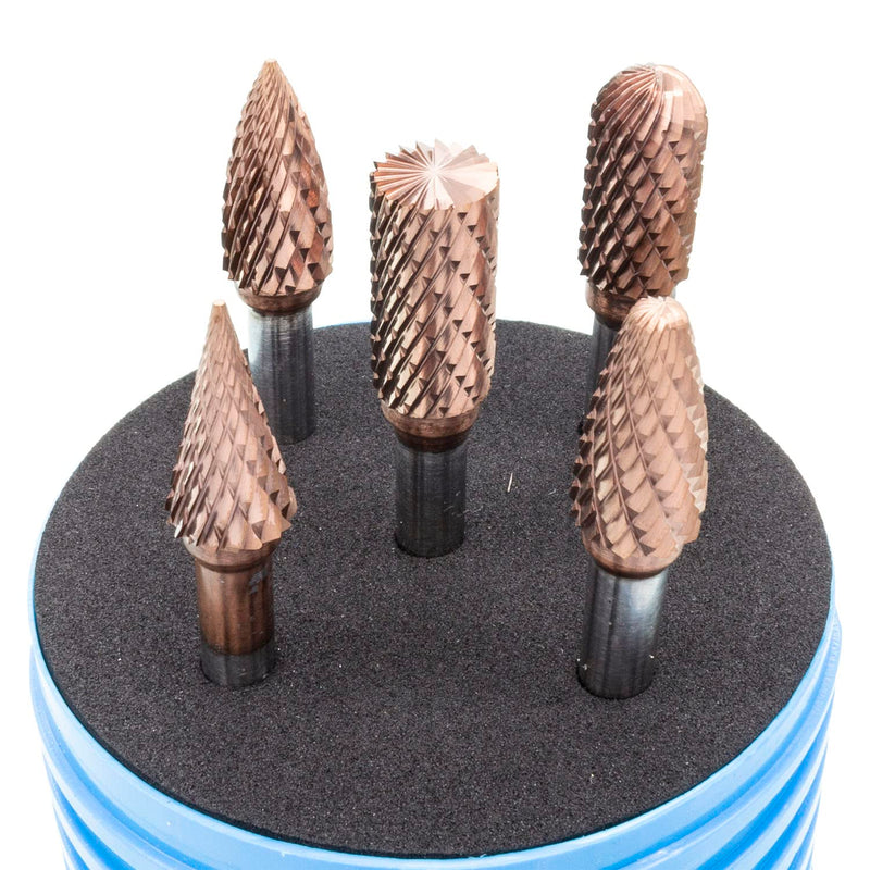 10mm Head with 20mm Cutting Length and 6mm Shank Carbide Cutter 5 Piece Set (ZYAS, WRC, SKM, RBF, SPG) for soft and hardened steel, stainless steel and other materials